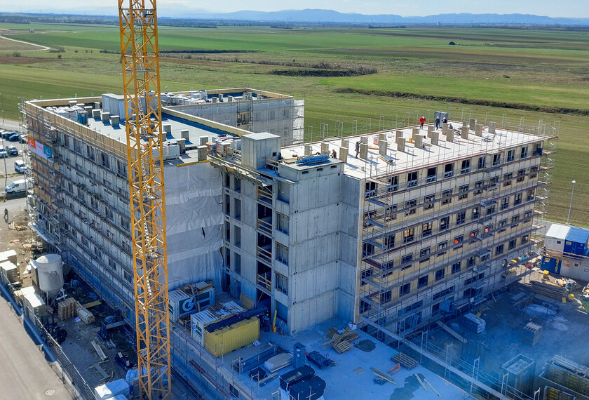 Aufnahme des Flughafen Hotels Schwechat in der Bauphase