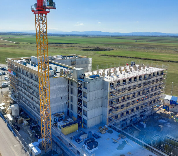 Aufnahme des Flughafen Hotels Schwechat in der Bauphase