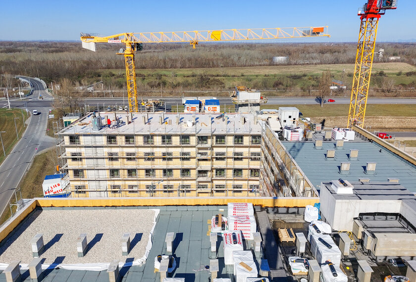 Aufnahme des Flughafen Hotels Schwechat in der Bauphase